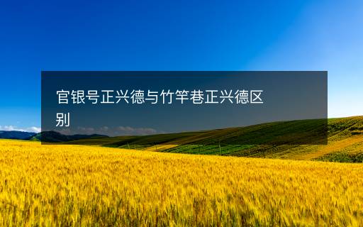 官銀號(hào)正興德與竹竿巷正興德區(qū)別