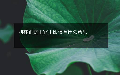 四柱正財(cái)正官正印俱全什么意思