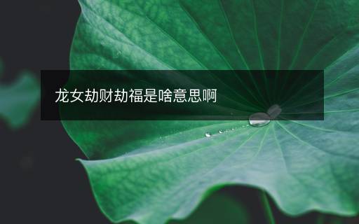 龍女劫財(cái)劫福是啥意思啊
