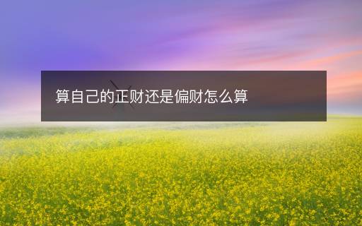 算自己的正財(cái)還是偏財(cái)怎么算