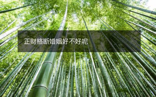 正財格斷婚姻好不好呢