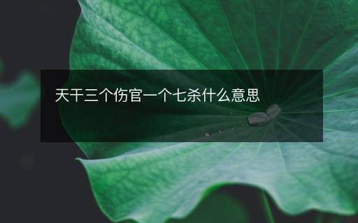 天干三個傷官一個七殺什么意思