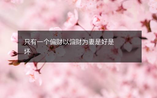 只有一個(gè)偏財(cái)以偏財(cái)為妻是好是壞