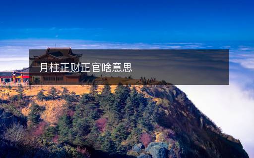 月柱正財(cái)正官啥意思