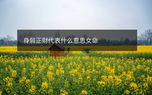 身弱正財代表什么意思女命