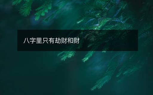 八字里只有劫財(cái)和財(cái)