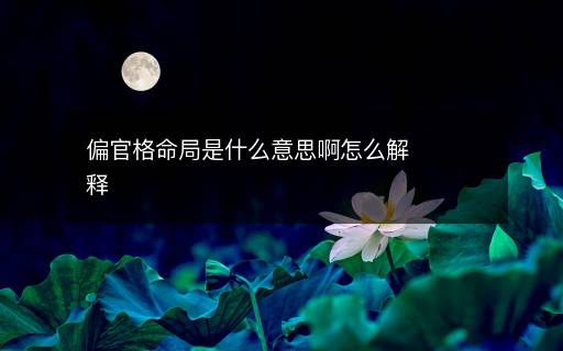 偏官格命局是什么意思啊怎么解釋