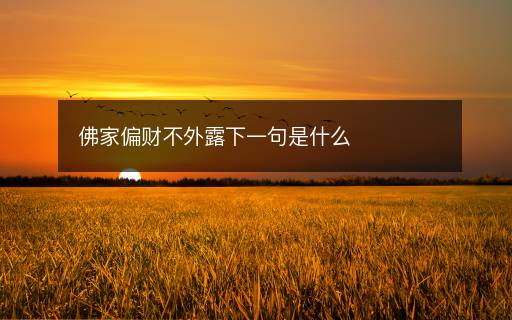 佛家偏財不外露下一句是什么