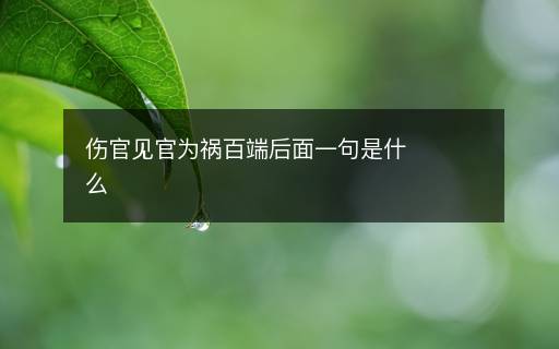 傷官見(jiàn)官為禍百端后面一句是什么