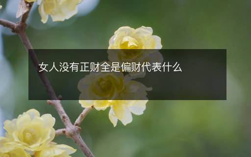 女人沒有正財(cái)全是偏財(cái)代表什么