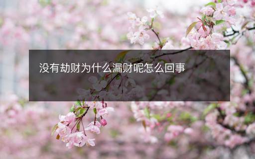 沒有劫財(cái)為什么漏財(cái)呢怎么回事