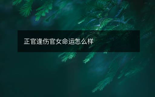 正官逢傷官女命運(yùn)怎么樣