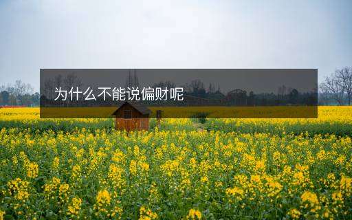 為什么不能說(shuō)偏財(cái)呢