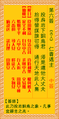 觀音靈簽第6簽