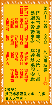 觀音靈簽第68簽