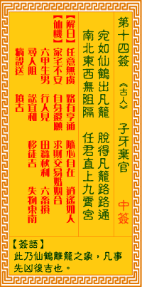 觀音靈簽第14簽