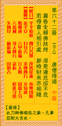 觀音靈簽第62簽