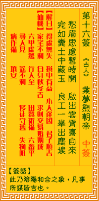 觀音靈簽第16簽