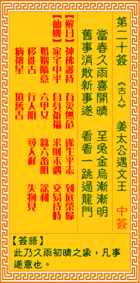 觀音靈簽第20簽