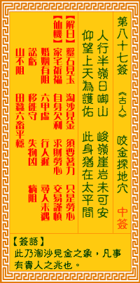 觀音靈簽第87簽