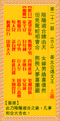 觀音靈簽第21簽