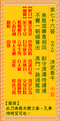 觀音靈簽第76簽