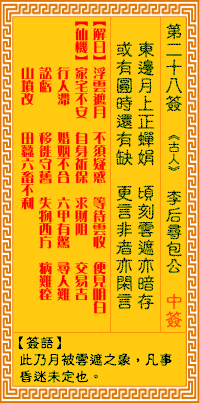觀音靈簽第28簽