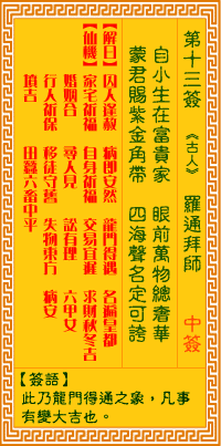 觀音靈簽第13簽