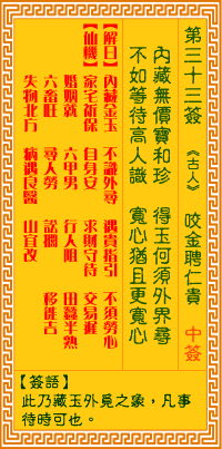 觀音靈簽第33簽