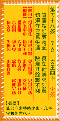 觀音靈簽第58簽