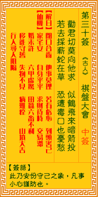 觀音靈簽第30簽