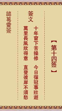 諸葛靈簽第14簽