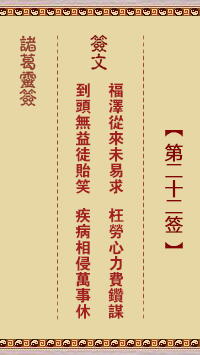 諸葛靈簽第22簽