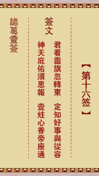 諸葛靈簽第16簽