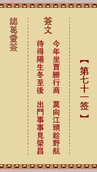諸葛靈簽第71簽