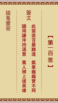 諸葛靈簽第100簽