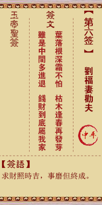 玉帝靈簽第6簽